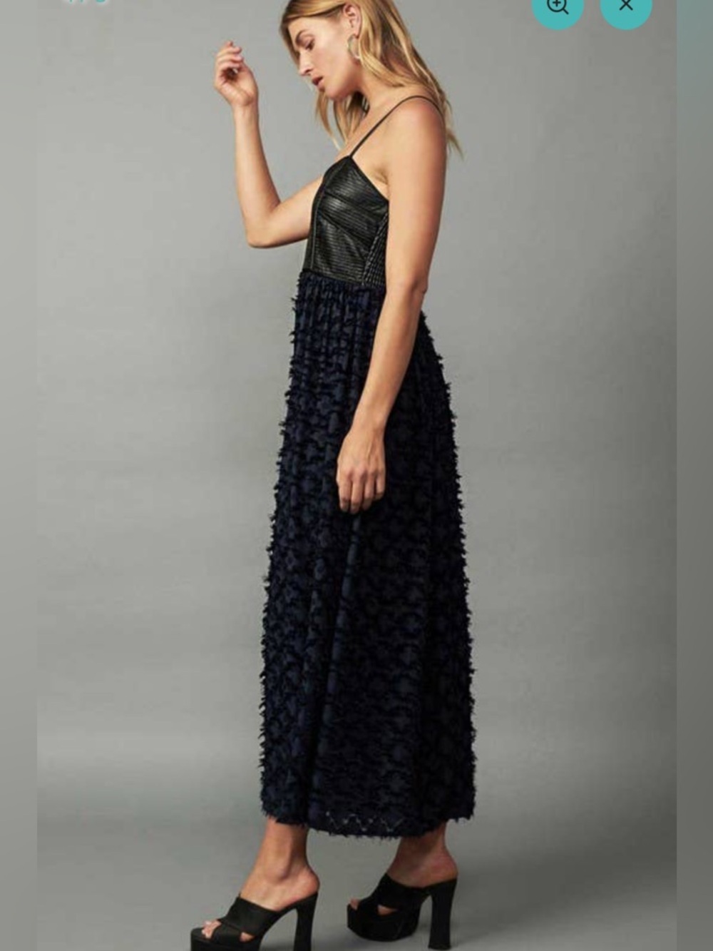 Current Air Los Angeles Midi Dress | Faux Leather Smoked | XS - Picture 2 of 13